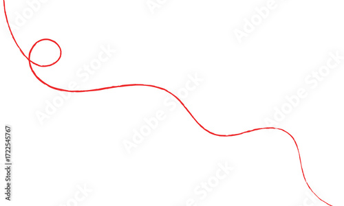 Red thread isolates on a white background. red thread looped in a circle form, symbolizing vector. line of red yarn, long red thread. vector illustration EPS 10 .