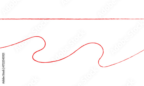 Red thread isolates on a white background. red thread looped in a circle form, symbolizing vector. line of red yarn, long red thread. vector illustration EPS 10 .