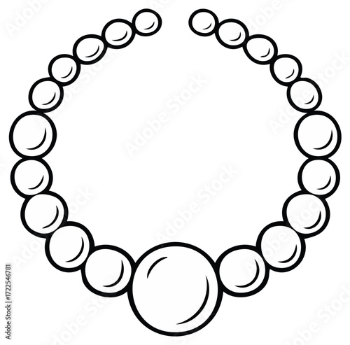 Elegant Necklace Outline Illustration with Beads for Jewelry Design and Fashion Accessories