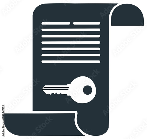 Legal document with a key symbol representing access and secrets