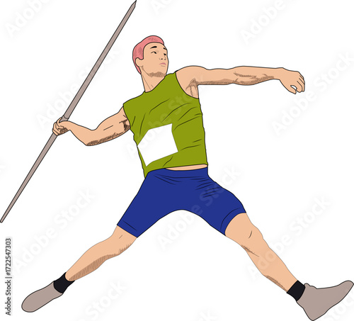 Javelin Throwing Athlete - Sports Illustration