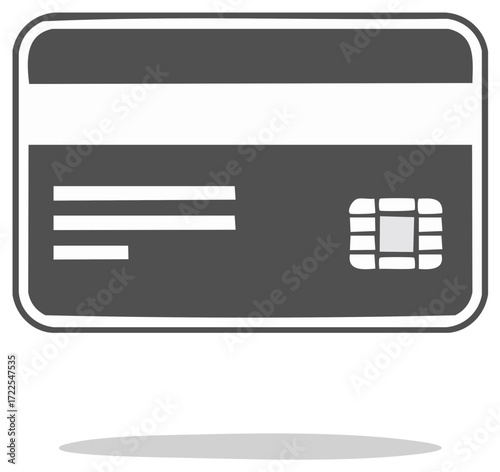 Modern credit card icon with EMV chip and magnetic stripe for secure online payment and digital transactions
