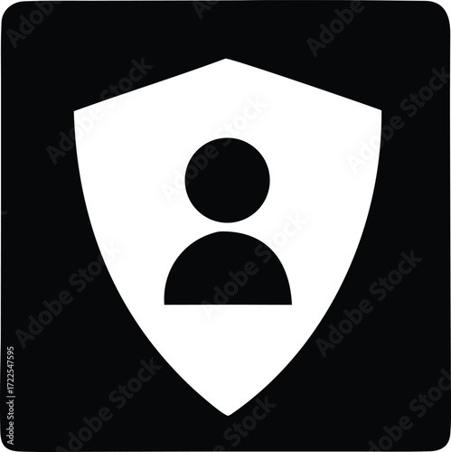 Secure user icon shield symbol represents account protection privacy digital identity security concept