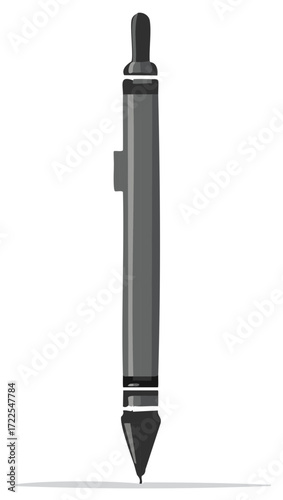 Stylized Gray Pen or Stylus for Graphic Design Drawing or Writing on a White Background
