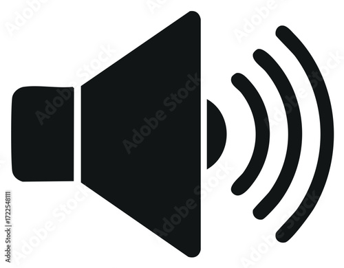 Audio Speaker Icon Amplifying Sound Waves Isolated on White for Website Design