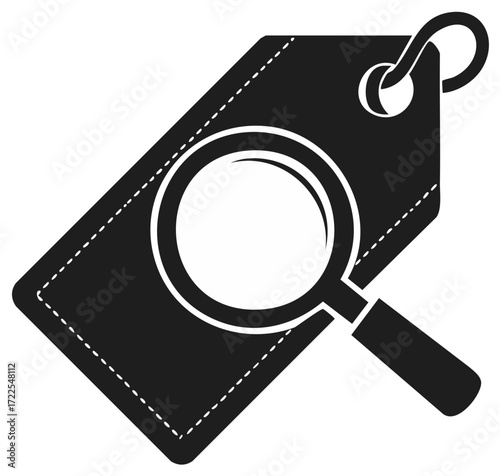 Price Tag and Magnifying Glass Illustrating Product Research and Detailed Price Comparison