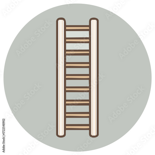 Tall Ladder Leaning Upward in Vector Style for Climbing and Access Concepts