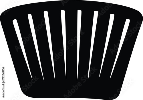 Abstract black silhouette of a stylized cupcake liner or pastry wrapper minimalist graphic for food and baking themes