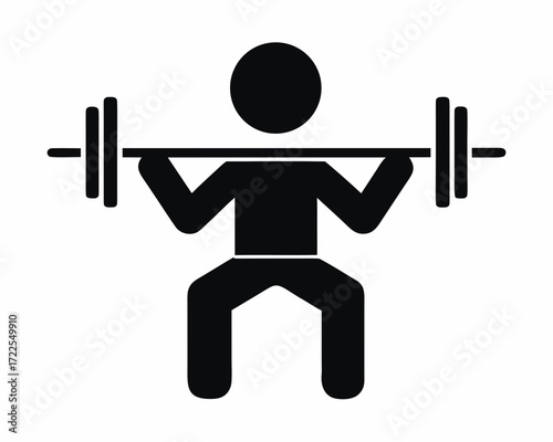 Weightlifter squat icon silhouette vector isolated on white background