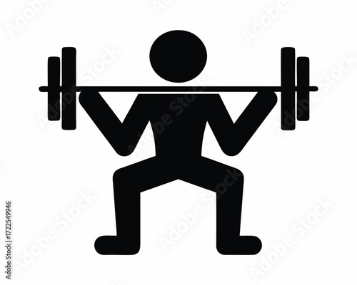 Weightlifter squat icon silhouette vector isolated on white background
