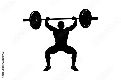Weightlifter squat silhouette vector isolated on white background