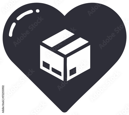 Package in Heart Shape Shows Loving Shipping or Charitable Donations