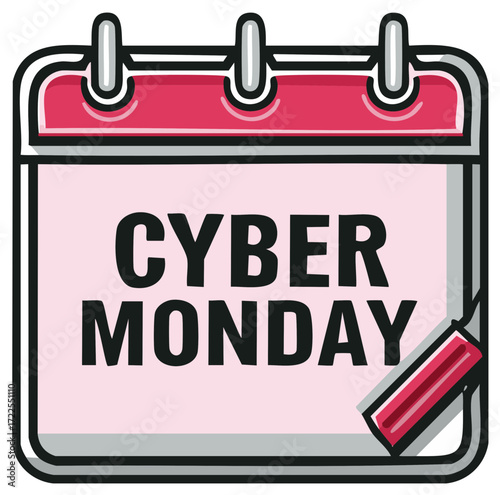Cyber Monday Calendar Reminder with Stylized Marker Icon