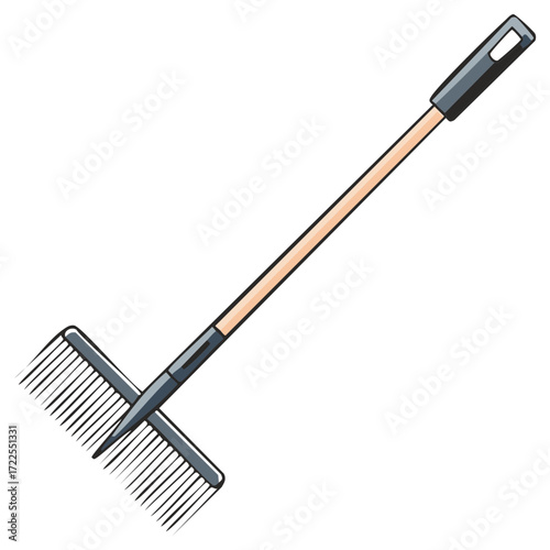 Gardening Tool Rake Vector Illustration for Outdoor Yard Work and Landscaping Projects