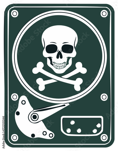 Hard Drive Skull Crossbones Digital Threat Cyber Security Malware Piracy Data Warning