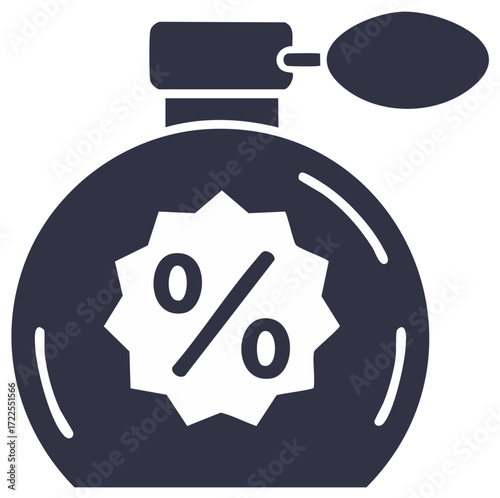 Discount perfume bottle icon silhouette promotion beauty product fragrance sale symbol