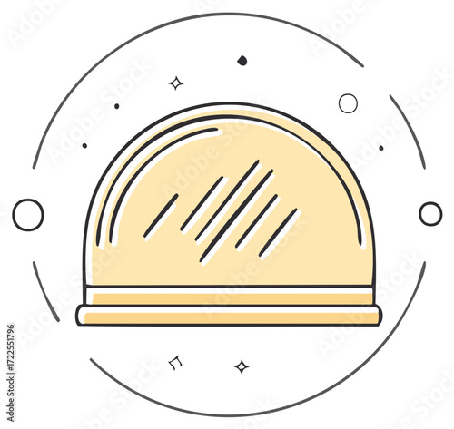 Hand drawn icon of a magical empty glass dome or cloche for display