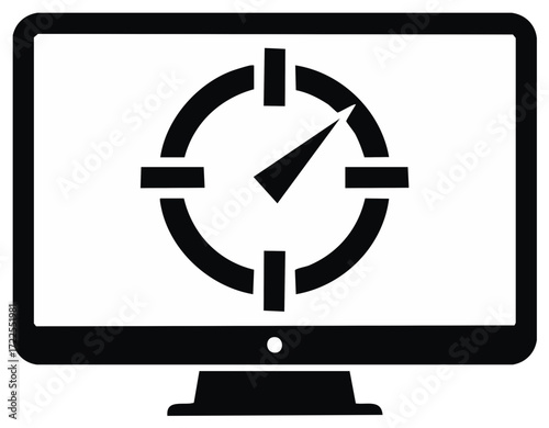 Computer monitor displaying a clock icon representing time management and digital productivity
