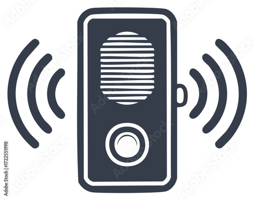 Sound System Speaker with Wave Signals Icon Audio Broadcasting Device