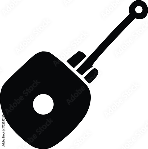 Simple silhouette icon of a round headed shovel or spade tool ready for digging and gardening tasks