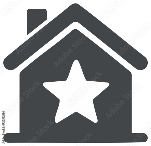 House icon with a star. Real estate concept with rating. Home and star combination.