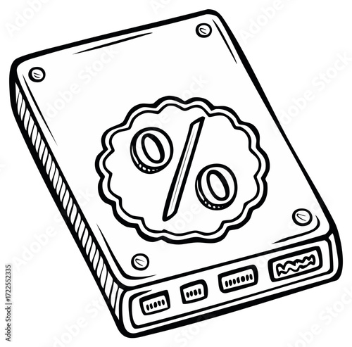 Illustration of a power bank with percentage symbol