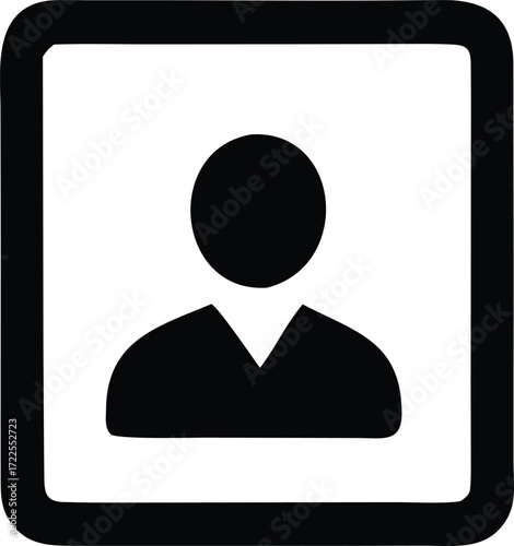 Generic user icon profile silhouette simple person symbol in a square frame minimalist graphic design element for digital platforms and applications