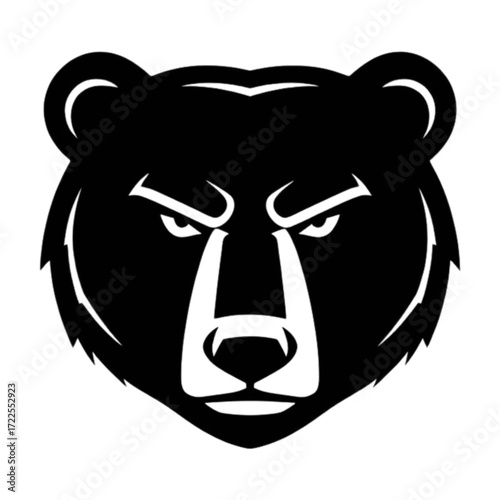 Modern Angry Bear Head Mascot Logo Design 