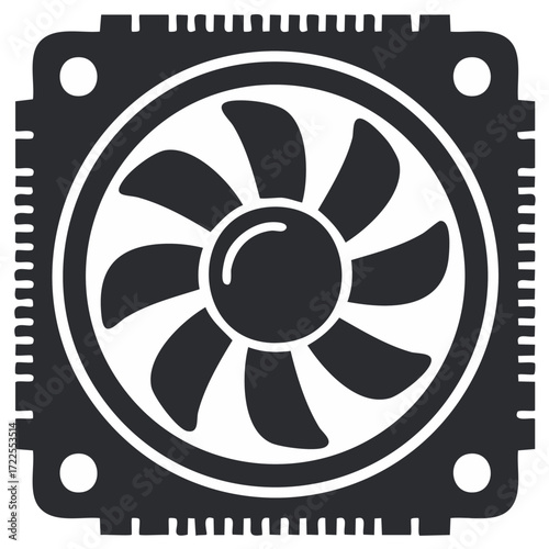 Computer Cooler Vector Illustration PC Cooling System Unit Icon Component