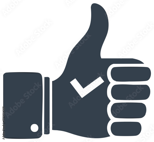 Thumbs Up Icon with Check Mark for Approval and Success