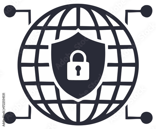 Global Security Protection Concept Globe Graphic Padlock Protection Vector