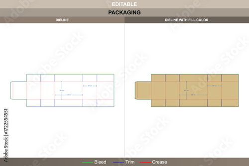 Corrugated cardboard box packaging design with kraft finish featuring professional printable dieline and precision die line for cardboard box design