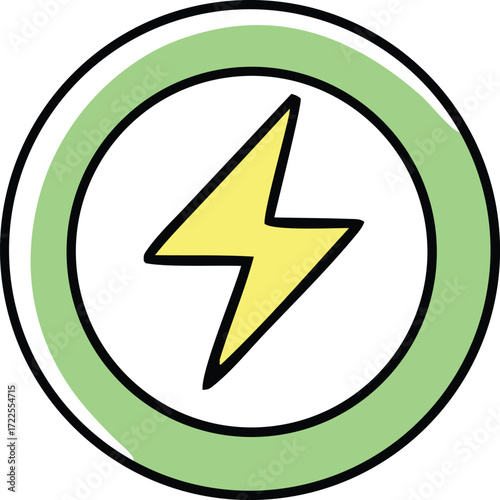 Bright yellow lightning bolt symbol inside a glowing green circular outline representing energy power and electricity concept Free Download Bright yellow lightning bolt symbol inside a glowing green circular outline representing energy power and electricity concept - GFXLoad