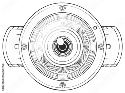 Abstract illustration of a technological looking round mechanical component