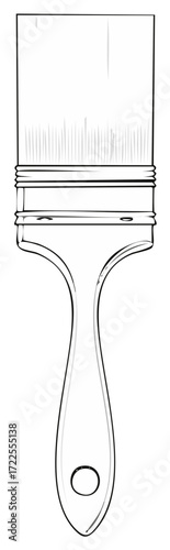 Detailed Outline Drawing of a Paint Brush for Artistic Projects