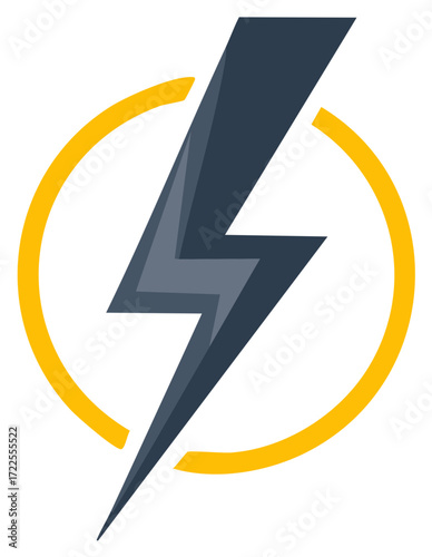 Bold lightning bolt icon inside a circular ring symbolizing power energy and speed