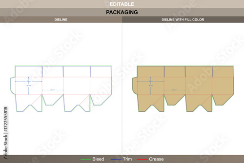 Custom dimensions auto lock bottom flat top boxes packaging design template featuring carton dieline and production-ready die line for packaging industry