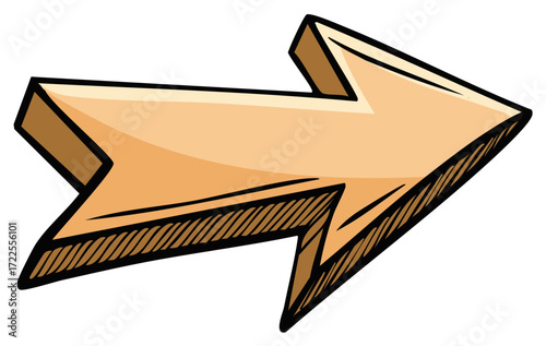 Illustrated Beige Arrow Pointing Right Hand Drawn Directional Indicator