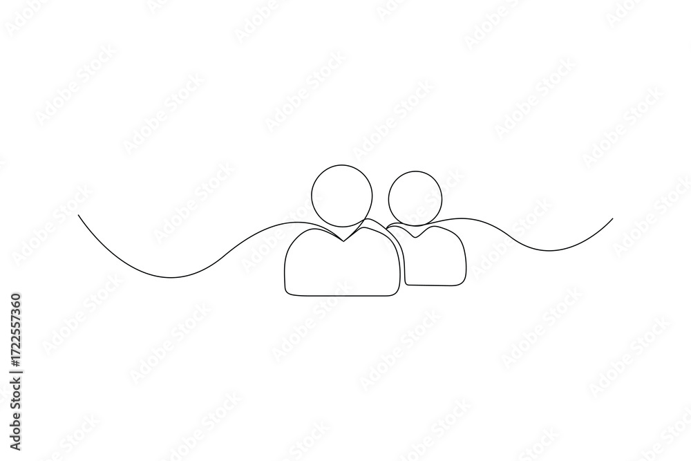 Obraz premium One line drawing illustration of community team icon in modern minimalist outline vector style