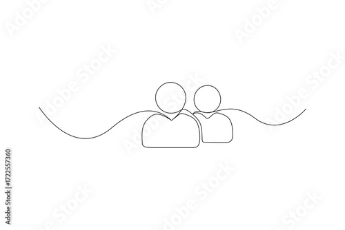 One line drawing illustration of community team icon in modern minimalist outline vector style