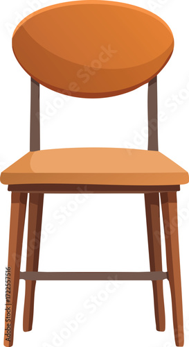A wooden chair with an orange seat, providing a simple and functional piece of furniture, perfect for any room setting
