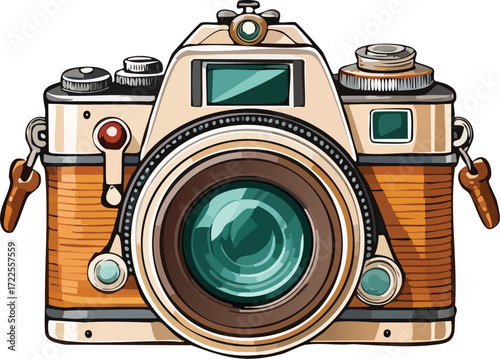Vintage Camera Illustration Capturing Moments in Artistic Style
