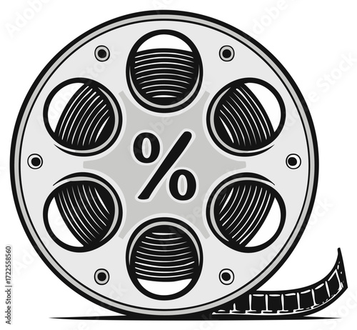 A Film Reel with a Percentage Sign Indicates Special Offers or Discounts on Movie Products