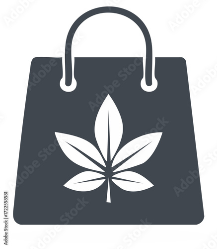 Cannabis shopping bag icon for dispensary and marijuana retail business