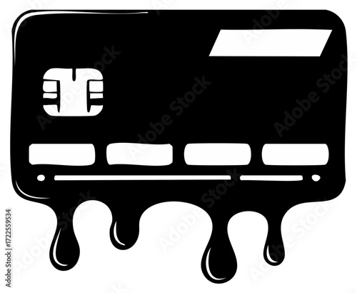 Black credit card with dripping effect digital illustration