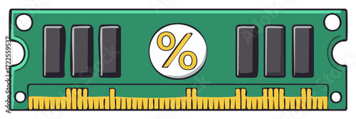 Computer RAM Module with Percentage Symbol Illustration