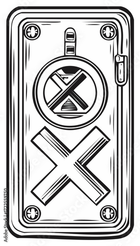 Hatch Style Door with Cross Symbols Security Lock and Access Control