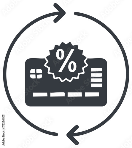 Credit Card Rewards Program with Circular Arrows and Percentage Sign Icon