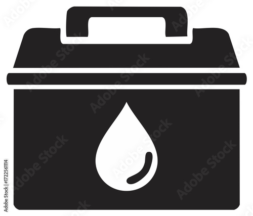 Black toolbox icon with a white water droplet symbol on the front panel