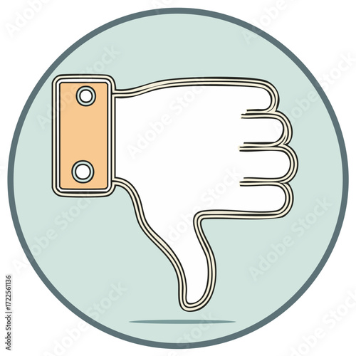 Retro thumbs down hand gesture icon symbolizing dislike rejection and negative feedback